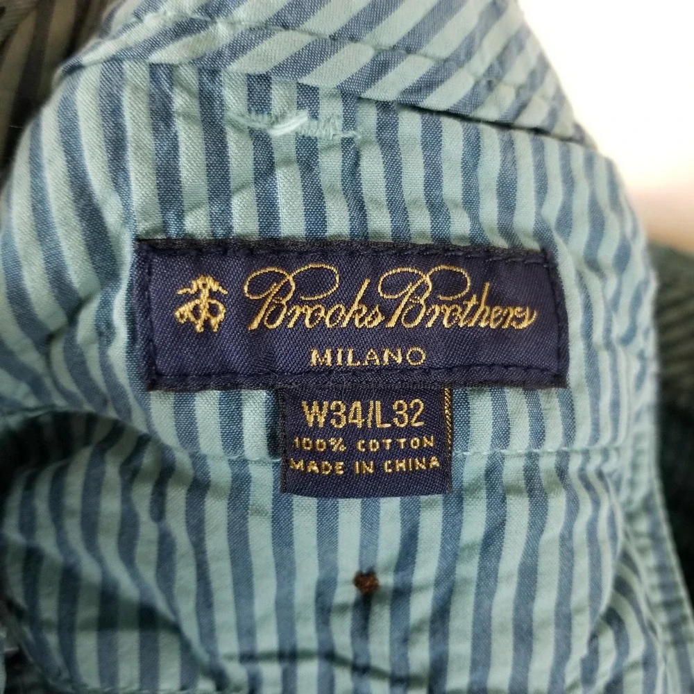 Brooks Brothers Milano Chinos Mens 34x32 Teal Slim Fit Cotton Trousers